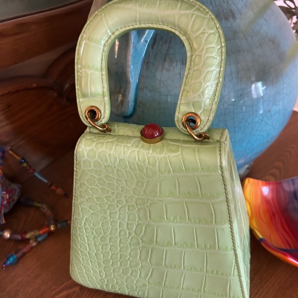 STAUD Pistachio Crocodile-Embossed Mini Bag. - Picture 3 of 6